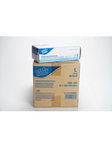  Handschoen Nitrile CAT III - poeder vrij L Blauw 100 st.