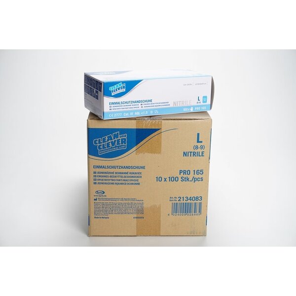 Handschoen Nitrile CAT III - poeder vrij L Blauw 100 st.