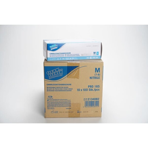 Handschoen Nitrile CAT III - poeder vrij M Blauw 100 st.