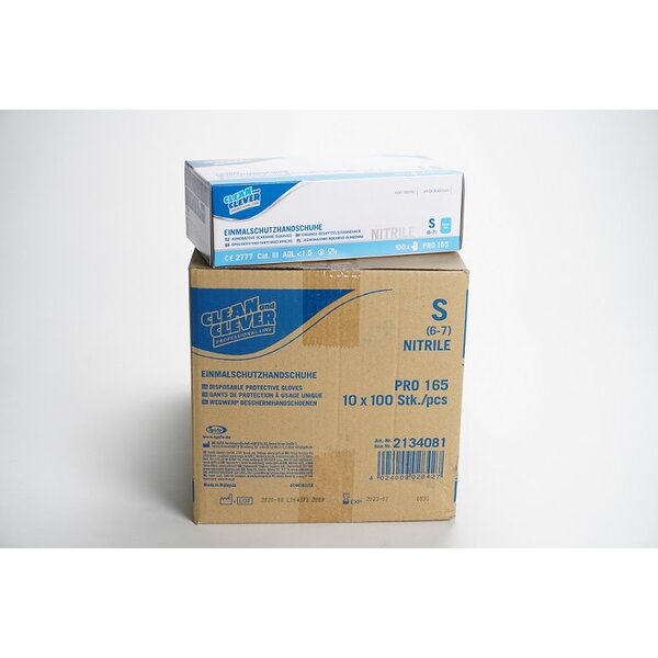 Handschoen Nitrile CAT III - poeder vrij S Blauw 100 st.