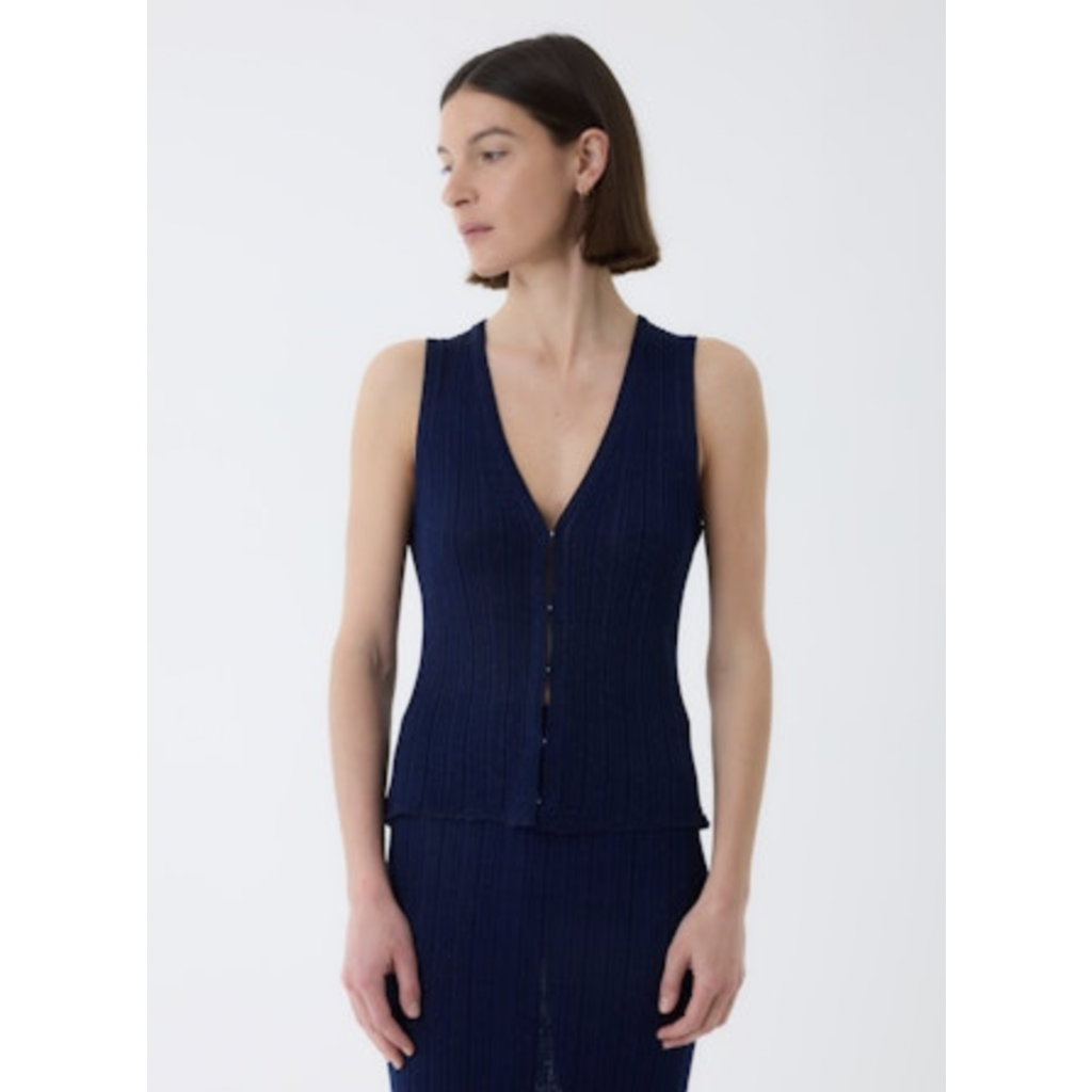Majestic mouwloos vest FGI207 Gilet SM in navyn metal