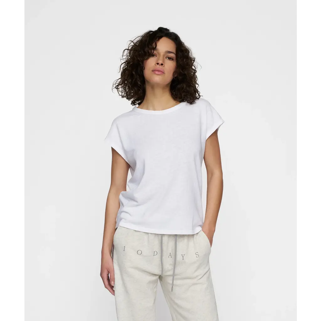 10 Days linnen mix t-shirt in white