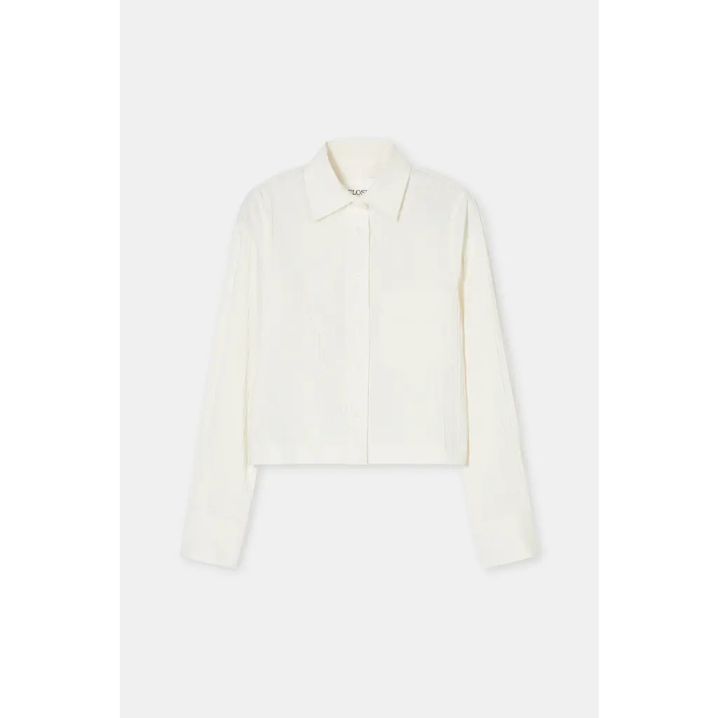 CLOSED cropped classic blouse C94375-260-22 in ecru