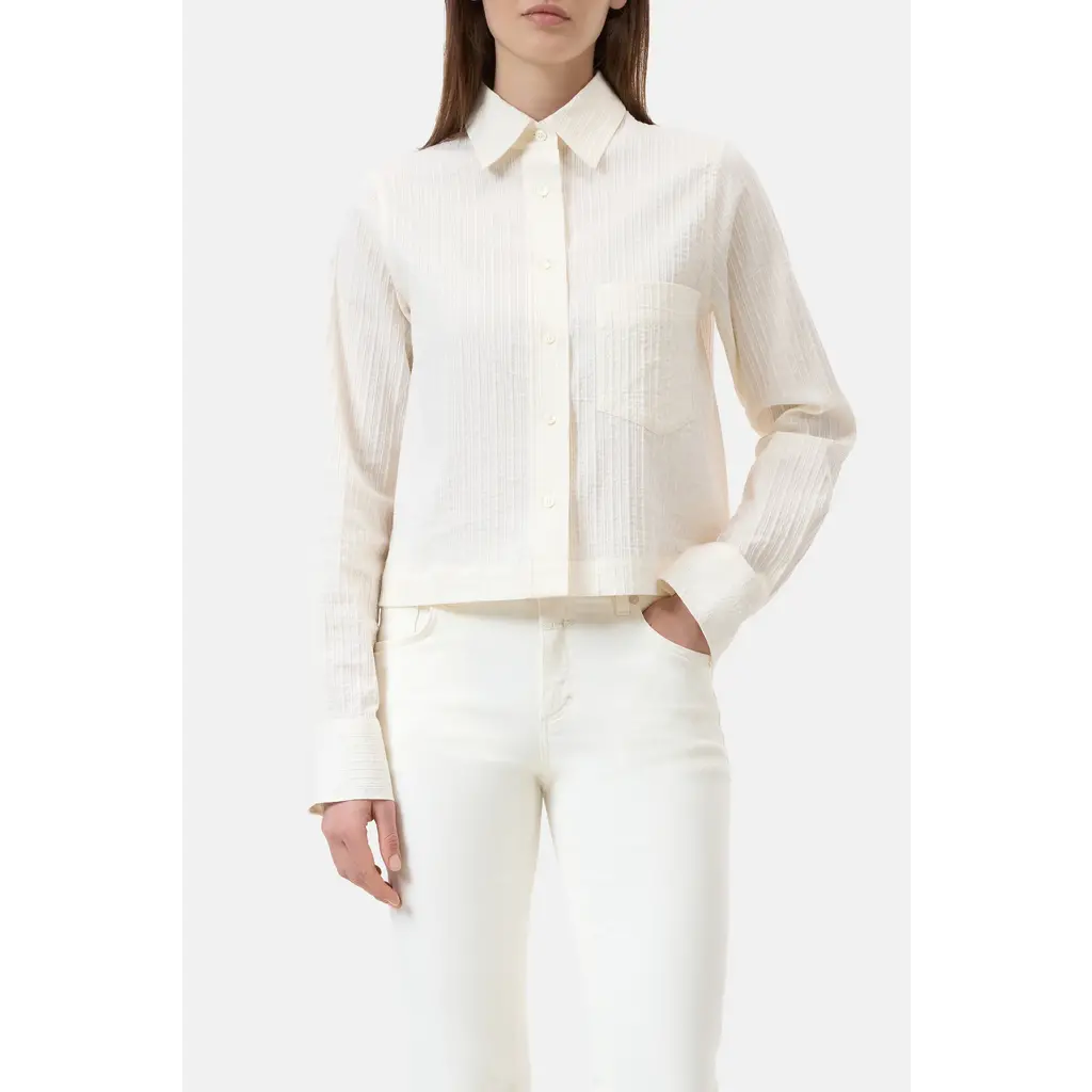 CLOSED cropped classic blouse C94375-260-22 in ecru