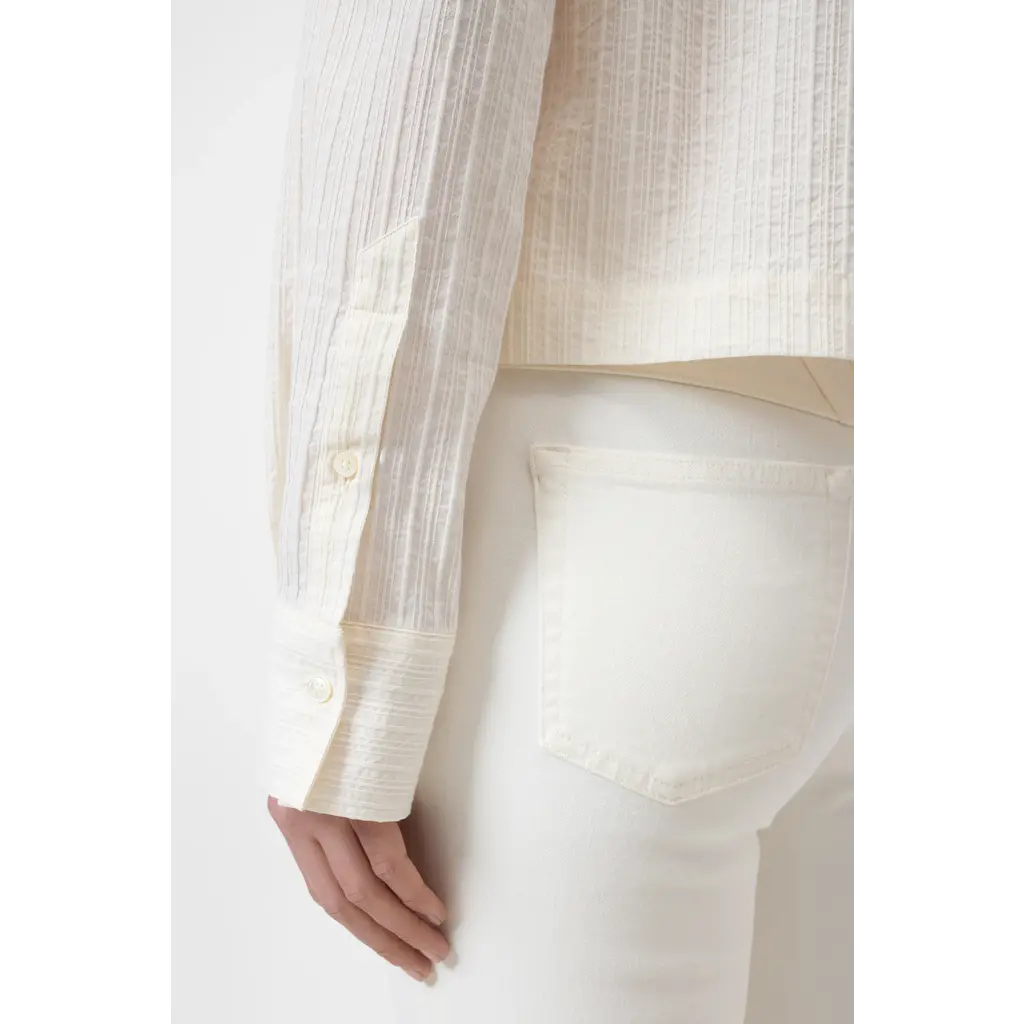 CLOSED cropped classic blouse C94375-260-22 in ecru