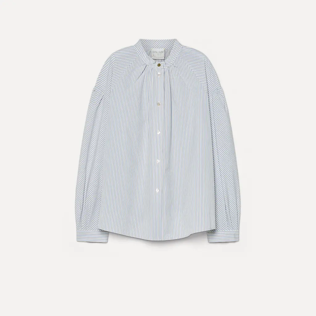 Forte Forte stripped boho blouse 14117 in ceruleo