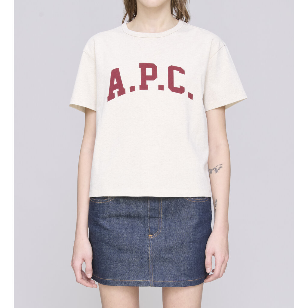 A.P.C. t-shirt Margaret in ecru chine/rouge