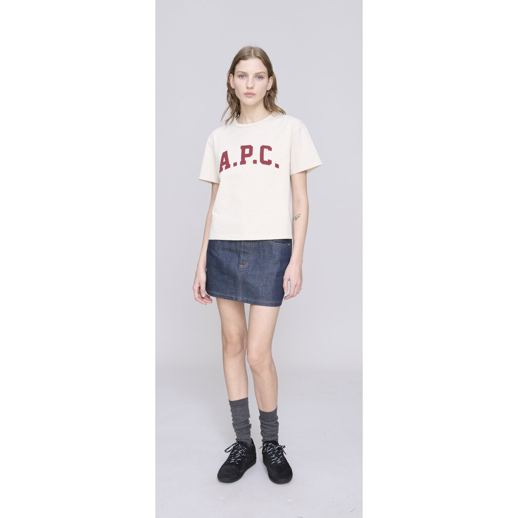 A.P.C. t-shirt Margaret in ecru chine/rouge