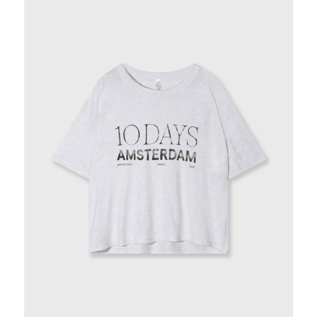 10 Days crew neck t-shirt logo in white-grey melee