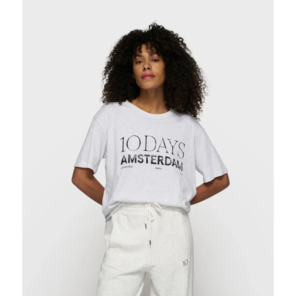 10 Days crew neck t-shirt logo in white-grey melee