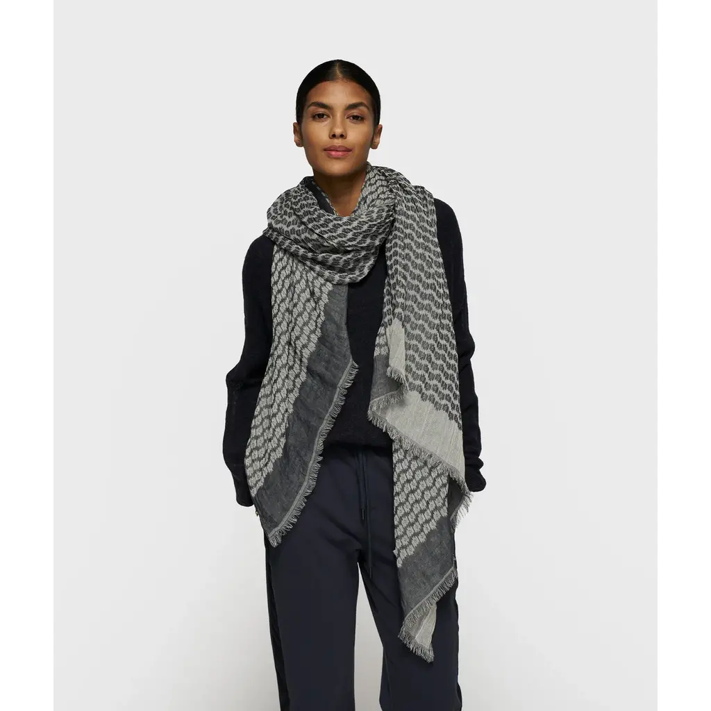 10 Days shawl Ikat in dark navy