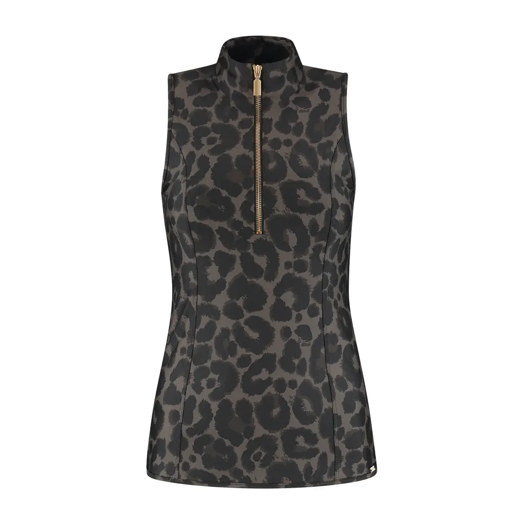 Deblon Sports Rosy Sleeveless Top in leopard cacao