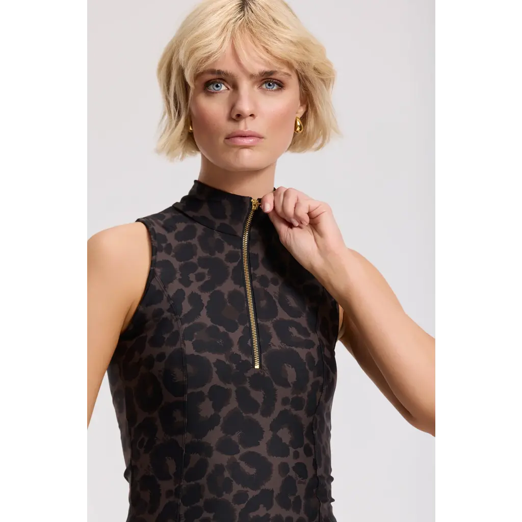 Deblon Sports Rosy Sleeveless Top in leopard cacao