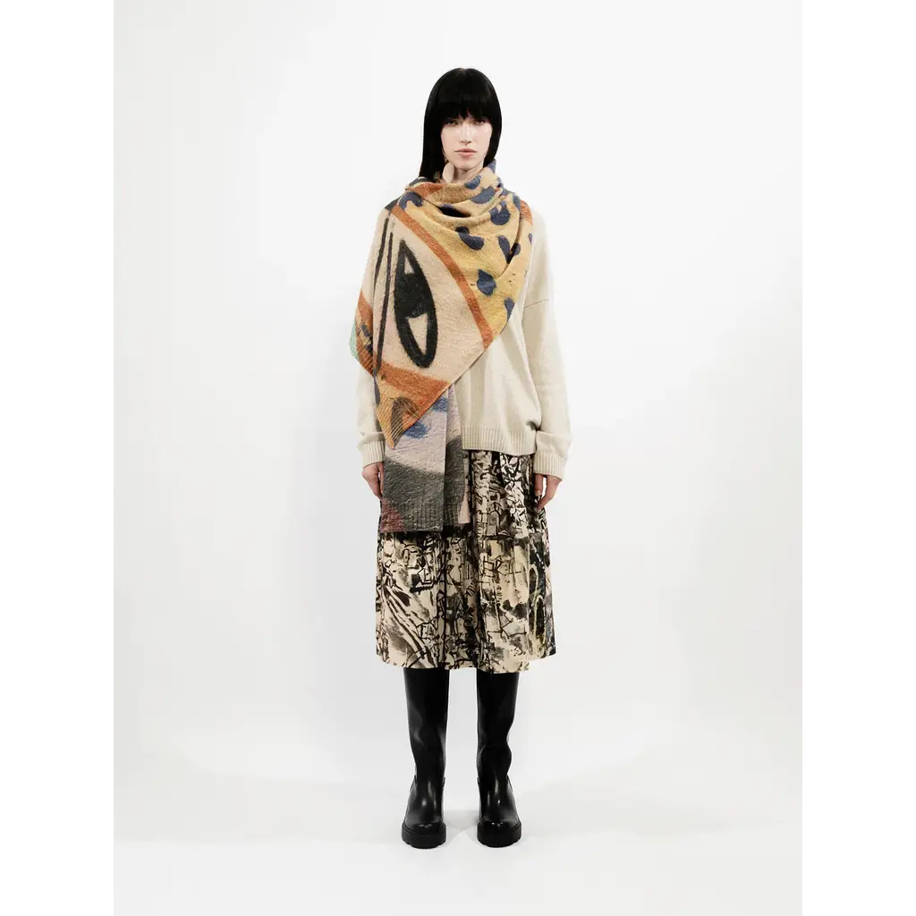Talking Walls shawl Lina in print miow