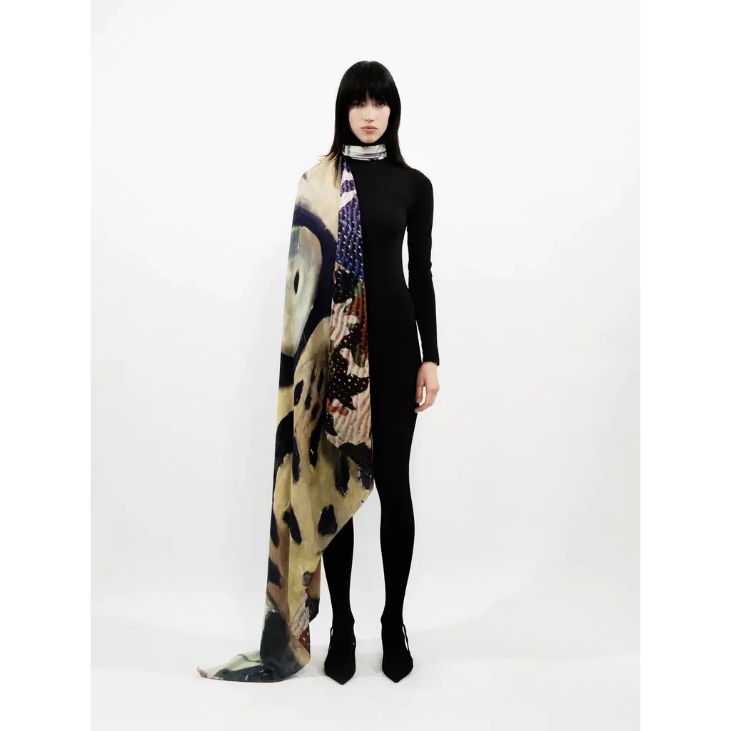 Talking Walls shawl Ava Double Face in prints leopard/cameo