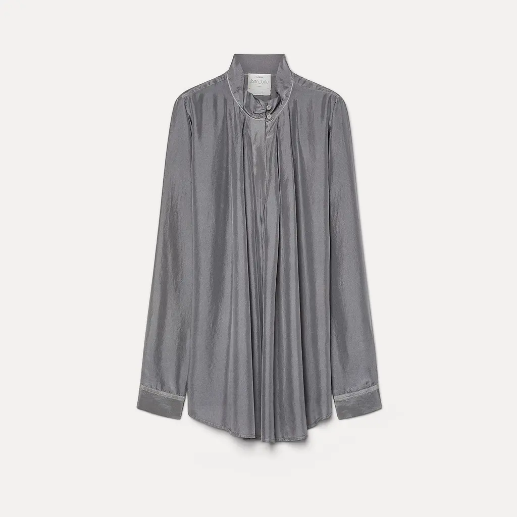 Forte Forte blouse Crater-Neck in stone