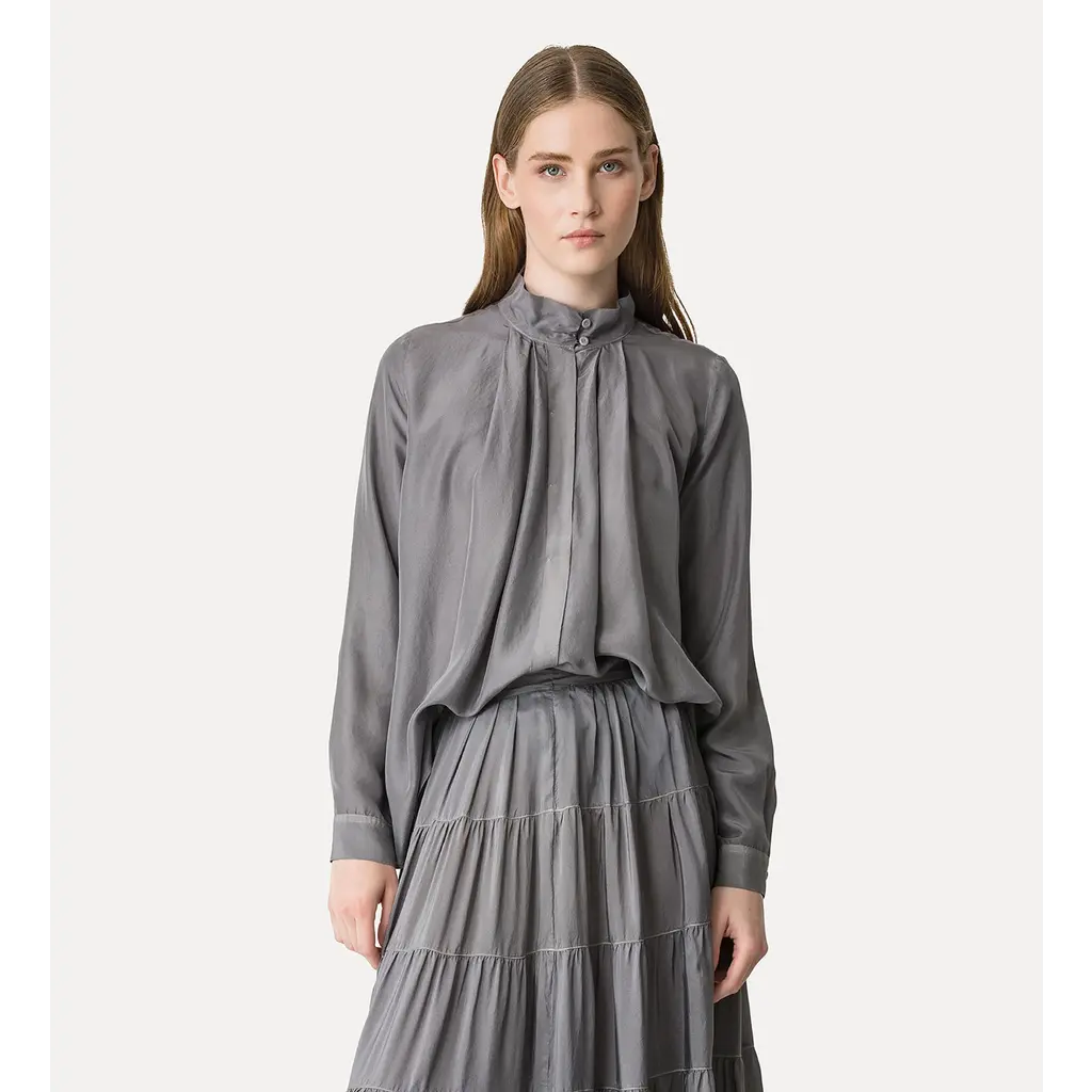 Forte Forte blouse Crater-Neck in stone