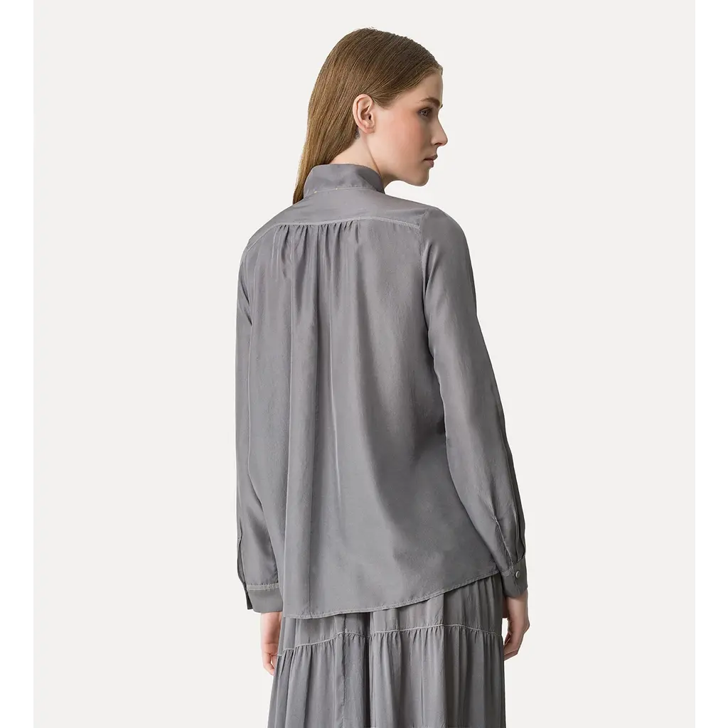 Forte Forte blouse Crater-Neck in stone