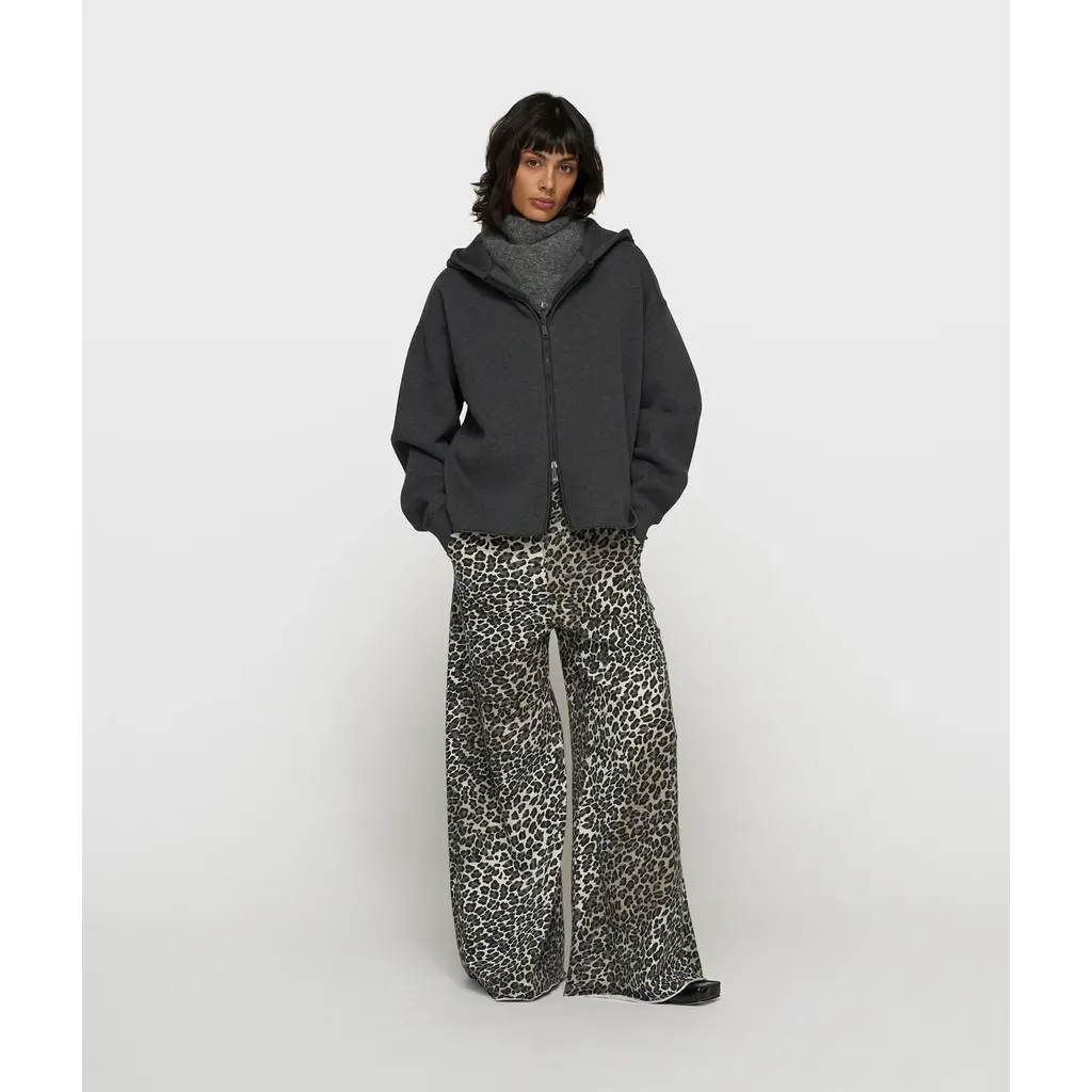 10 Days jogger wide leg leopard in soft white melange