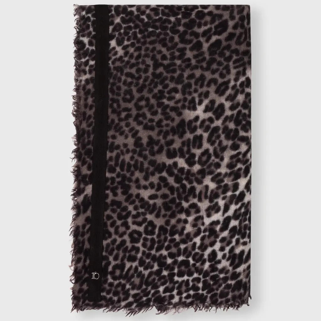 10 Days wollen shawl leopard in soft white melee