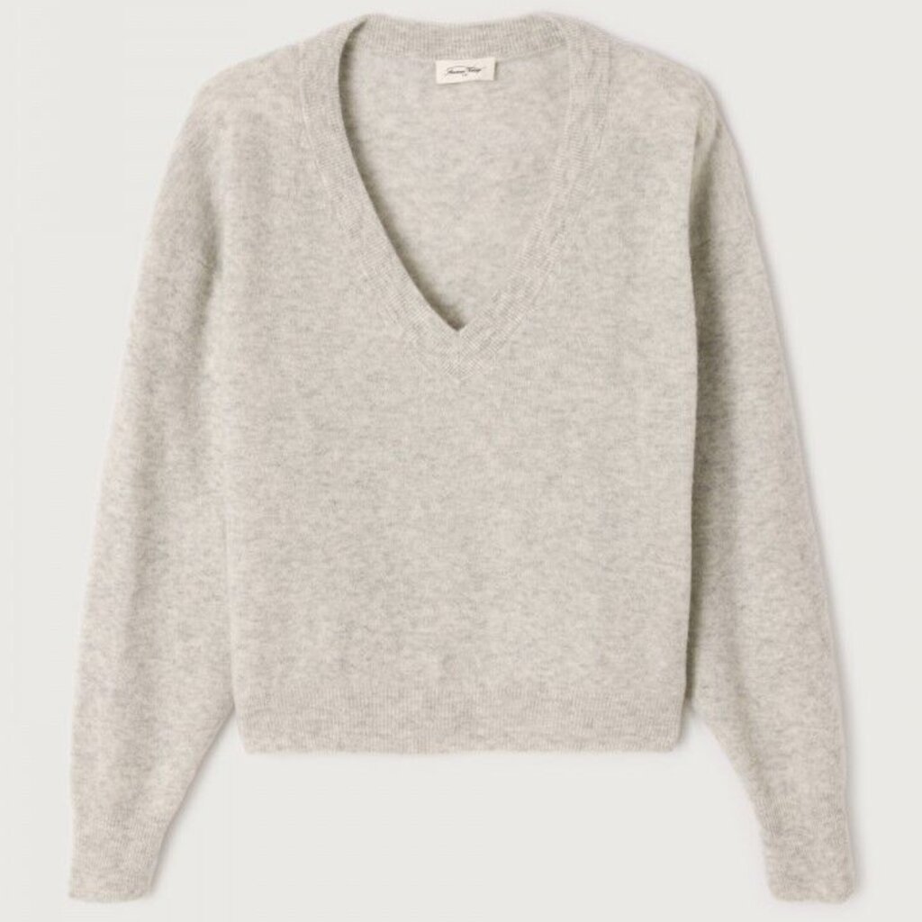 American Vintage v-hals trui in gris chine