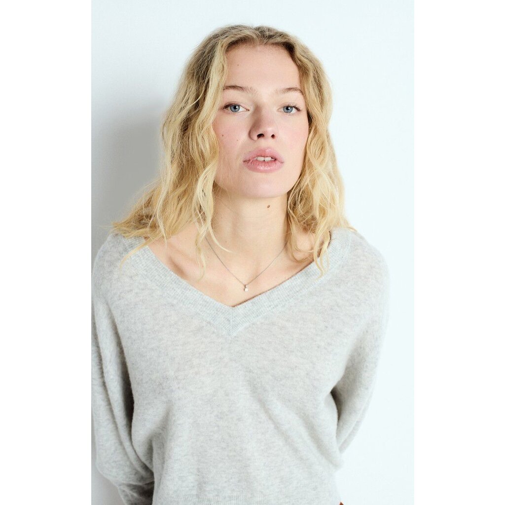 American Vintage v-hals trui in gris chine