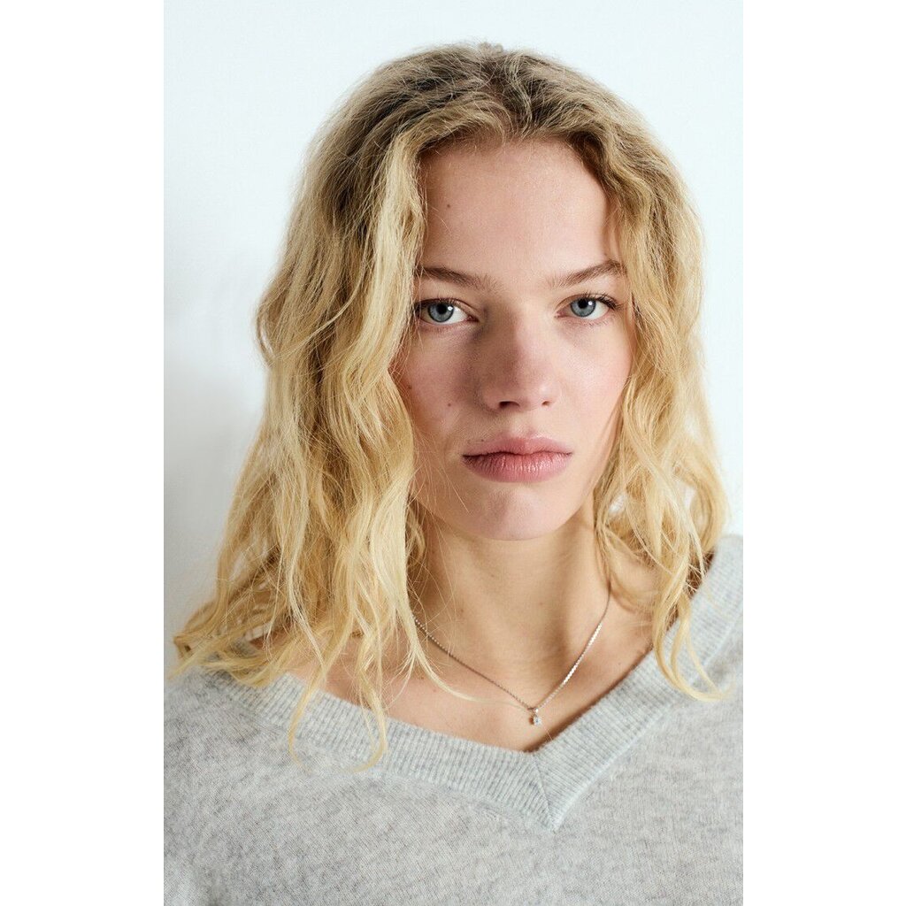 American Vintage v-hals trui in gris chine