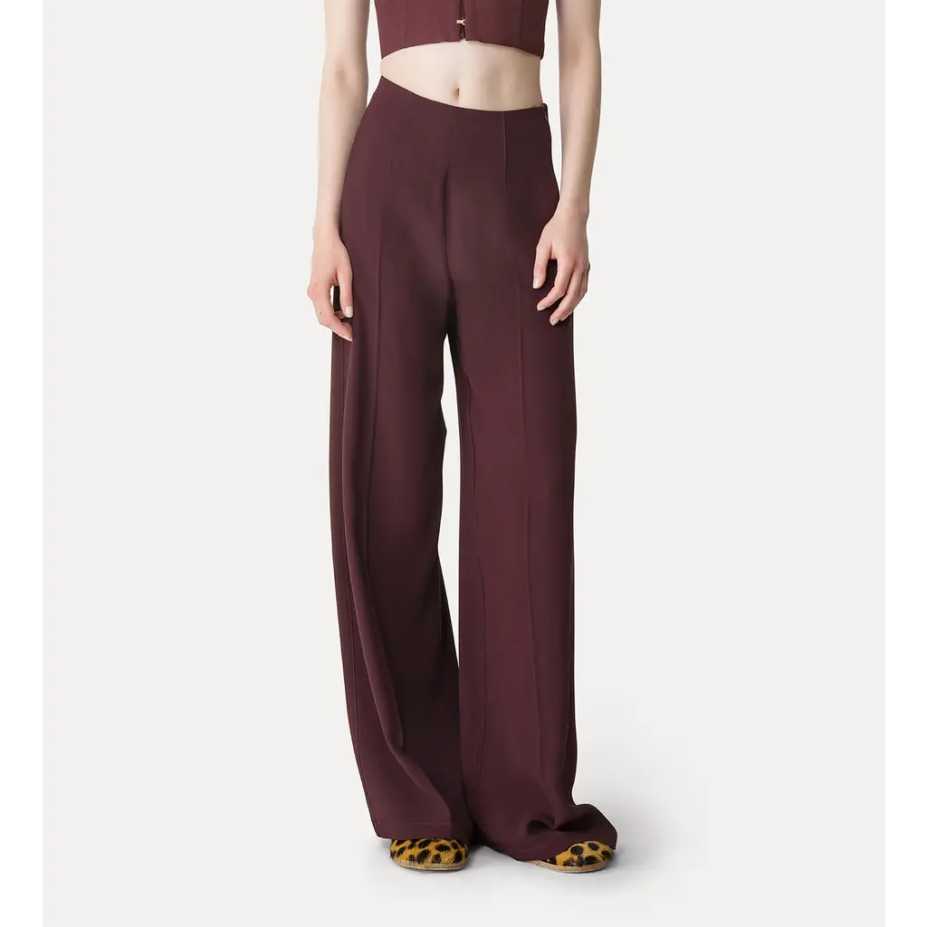 Forte Forte high waist pantalon in chocolat/noir