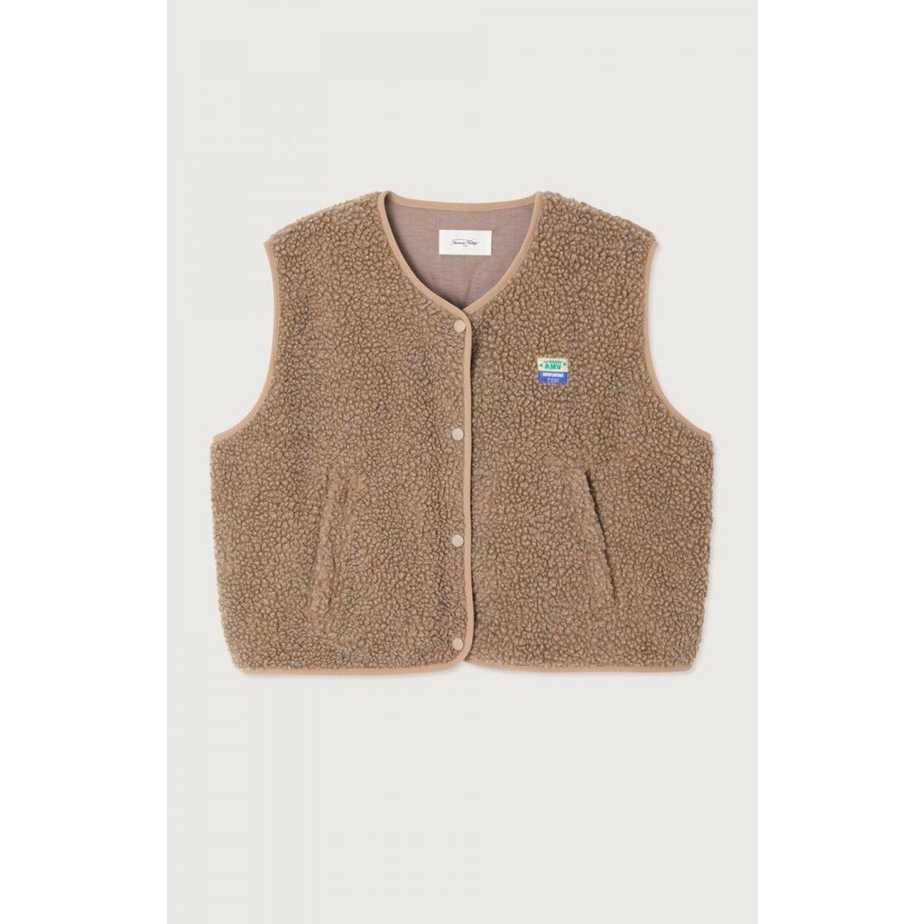 American Vintage bodywarmer/mouwloos vest in nutmeg melange