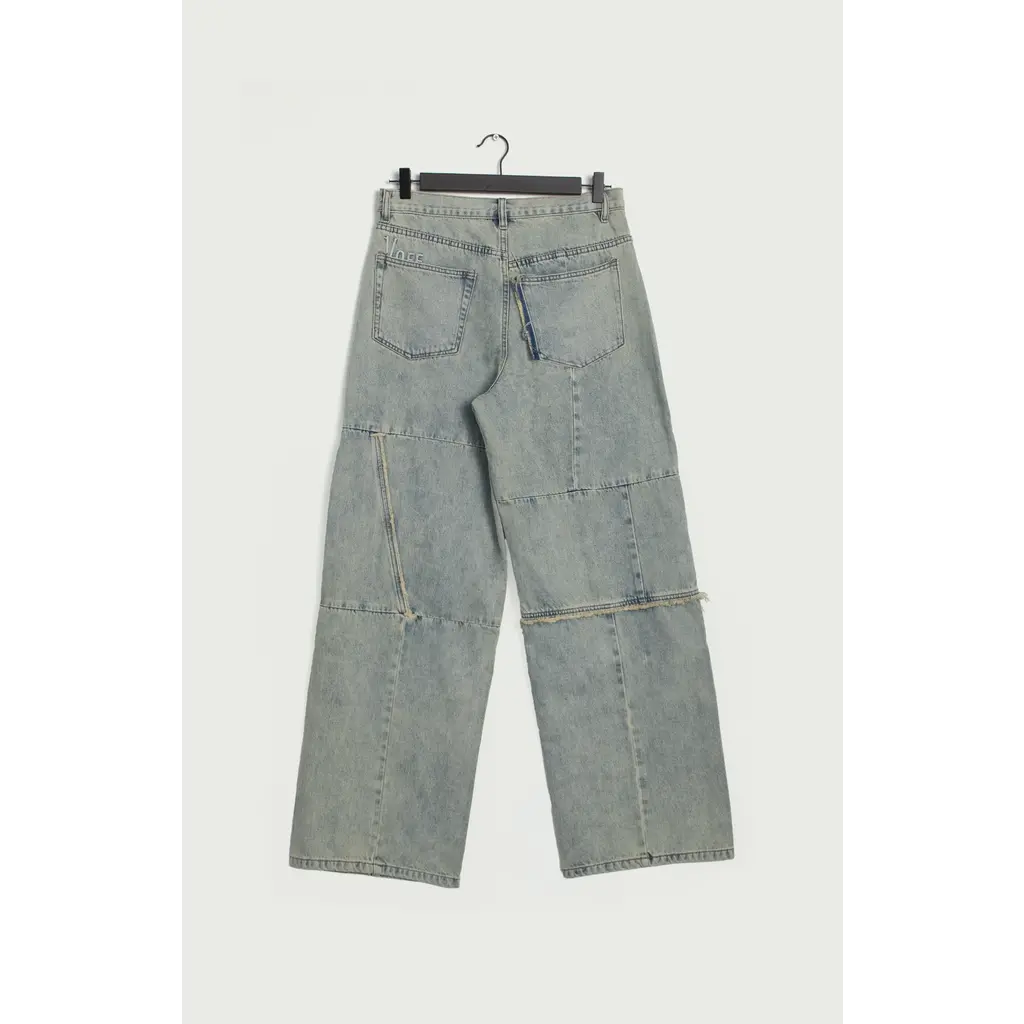 1/OFF baggy patched jeans in sand washed