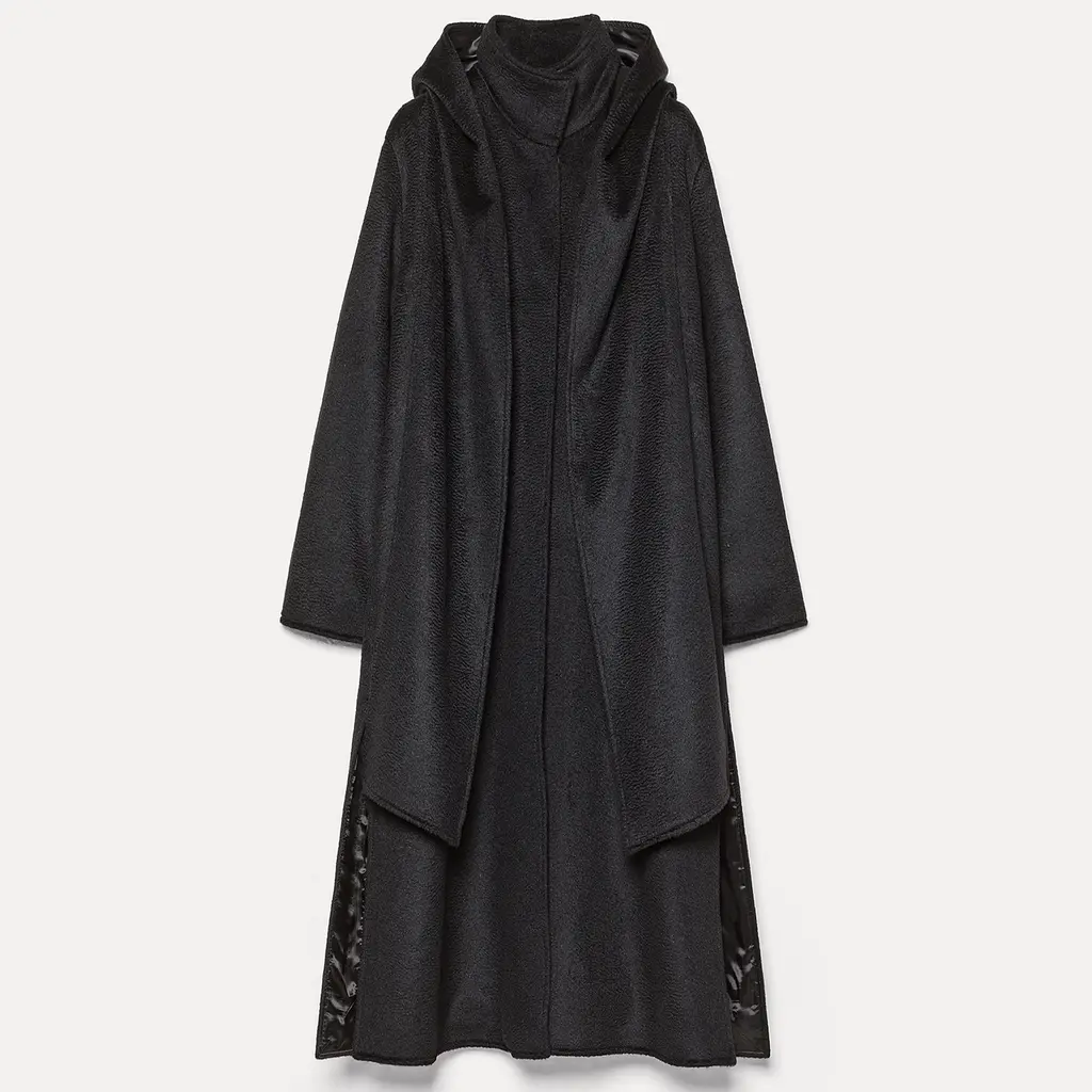 Forte Forte hooded Astrakhan jas in noir