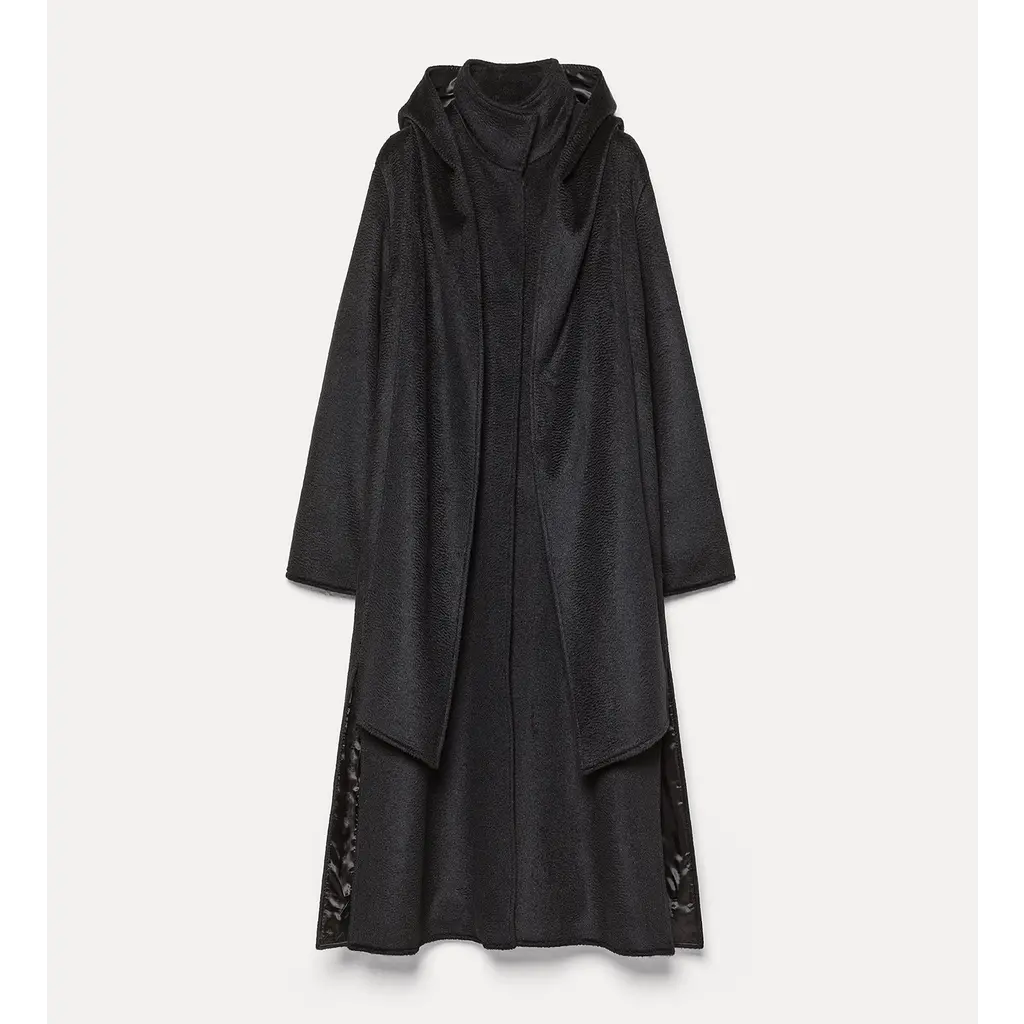 Forte Forte hooded Astrakhan jas in noir