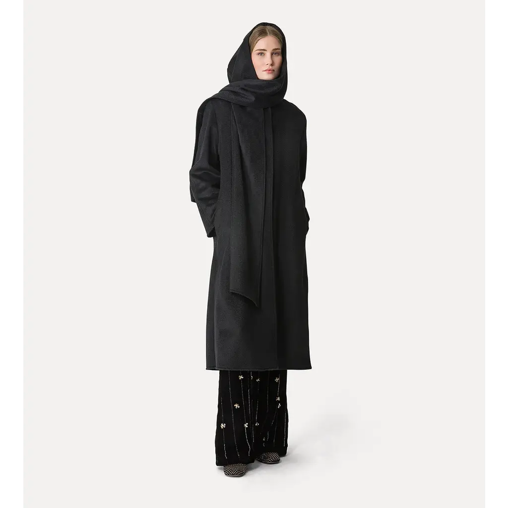 Forte Forte hooded Astrakhan jas in noir