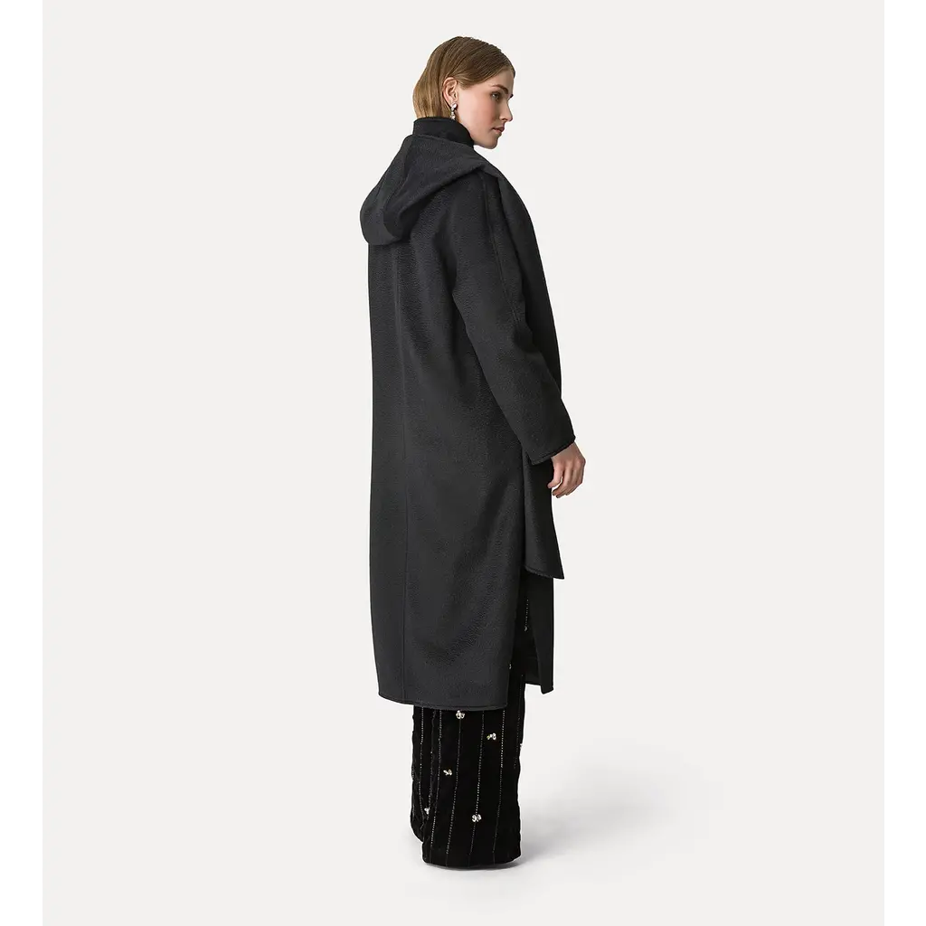 Forte Forte hooded Astrakhan jas in noir