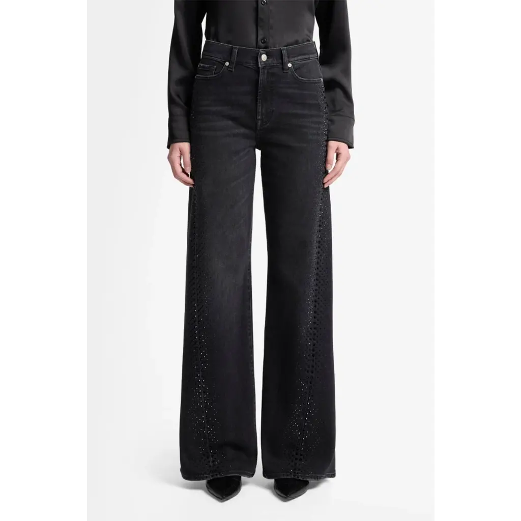 7 for all mankind jeans twisted Lotta cristals in black