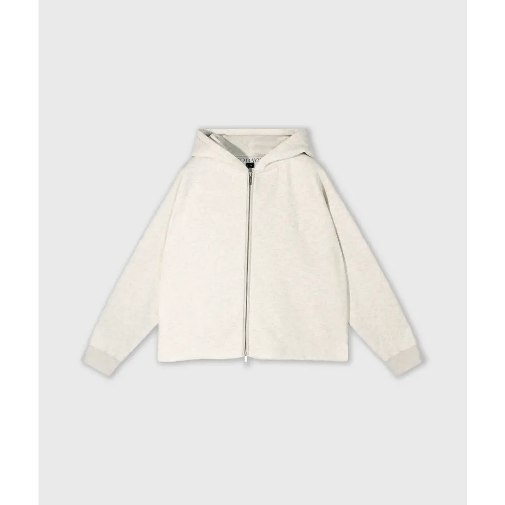 10 Days zip hoodie statement in soft white melee
