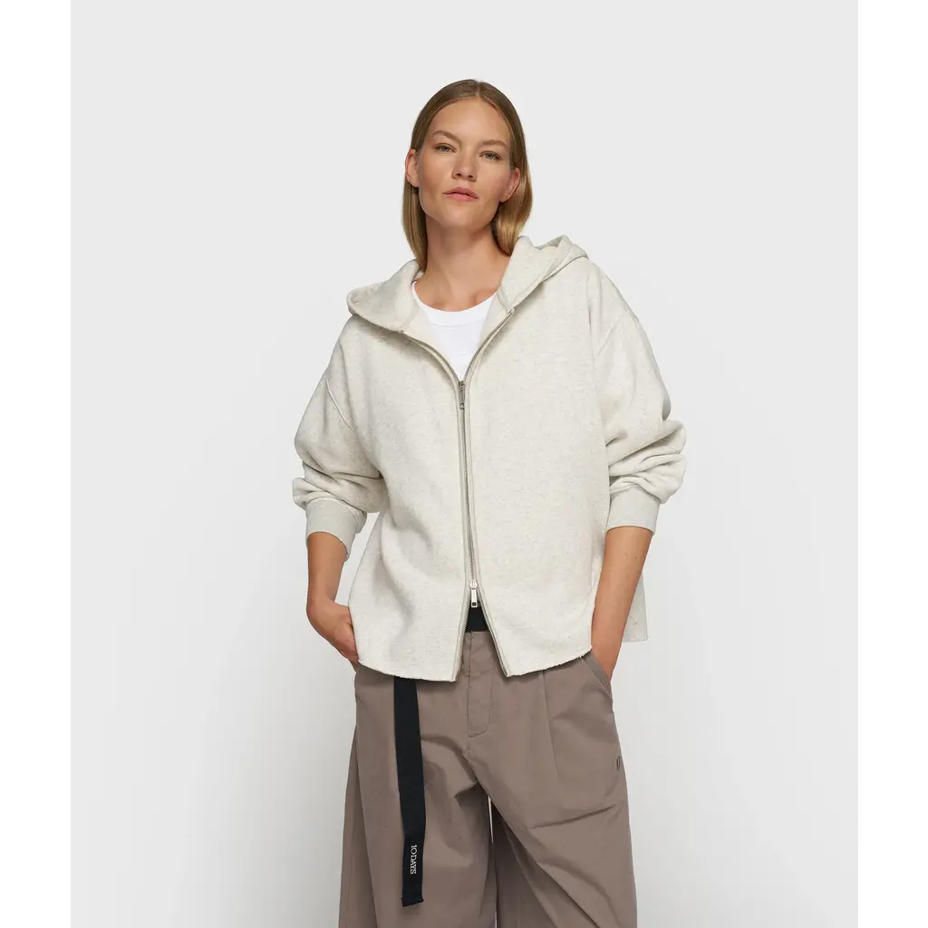 10 Days zip hoodie statement in soft white melee