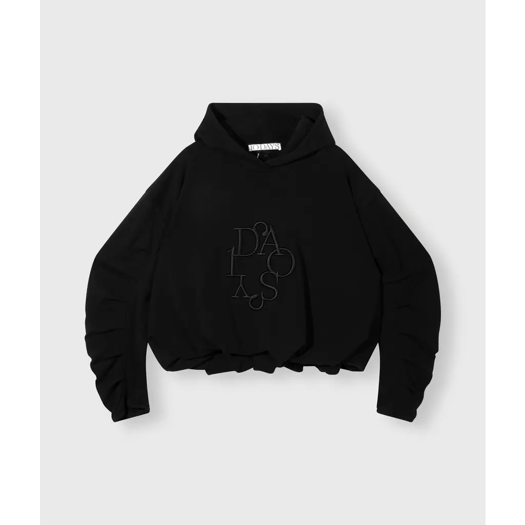 10 Days pleated balloon hoodie in black