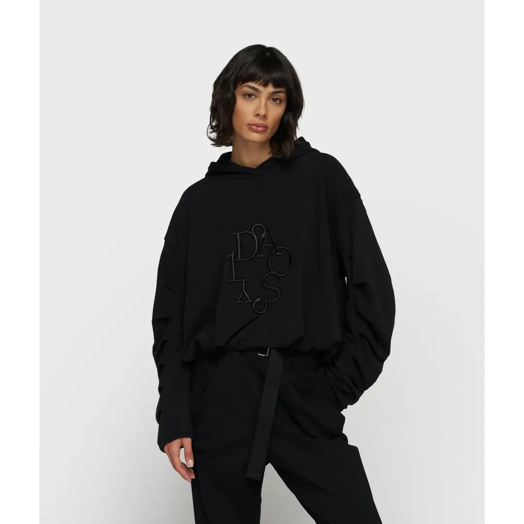 10 Days pleated balloon hoodie in black