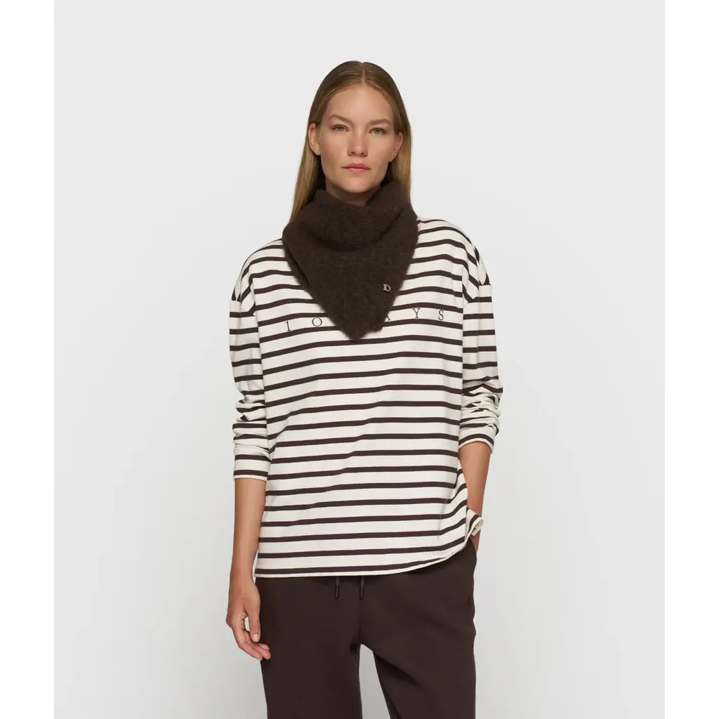 10 Days t-shirt boat neck stripe in ecru/wine