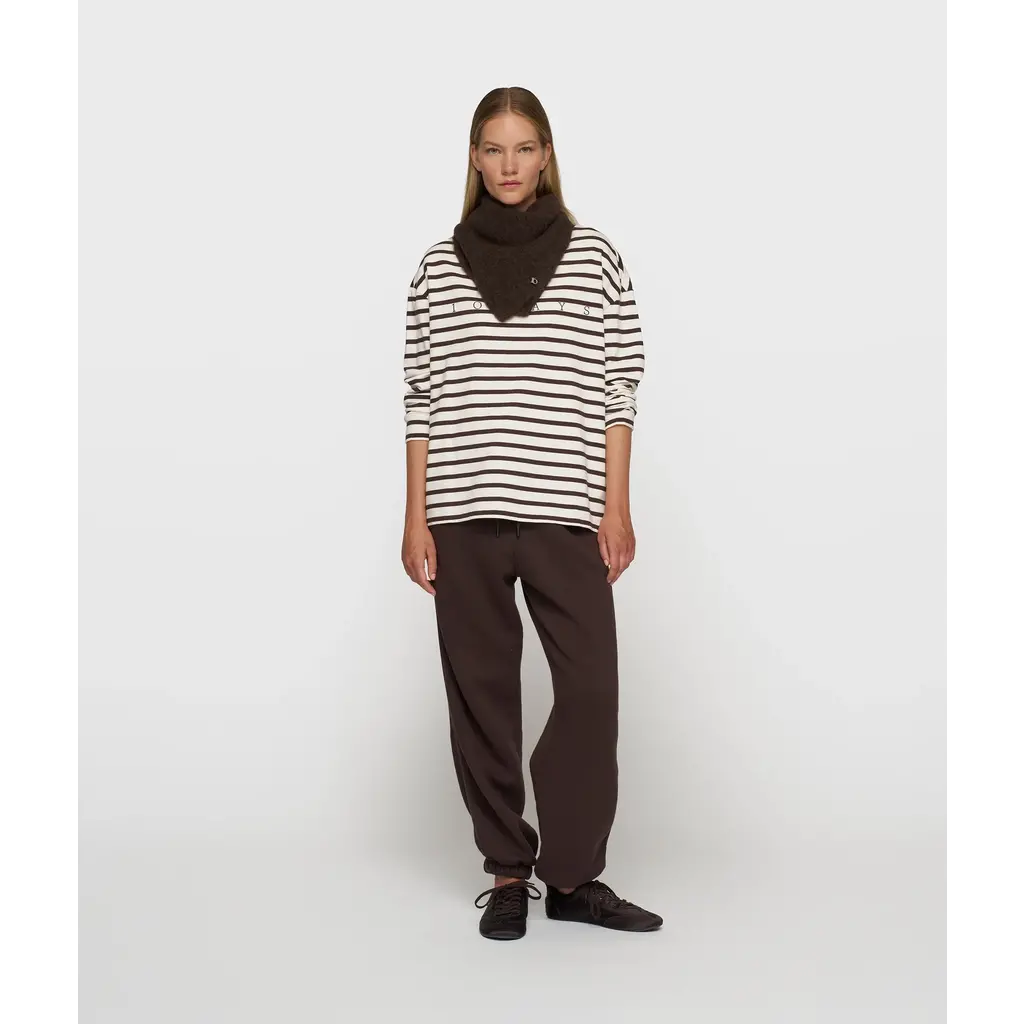 10 Days t-shirt boat neck stripe in ecru/wine