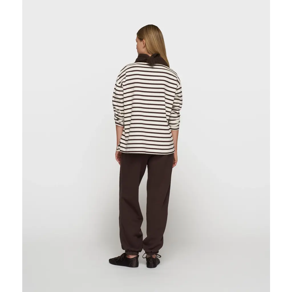 10 Days t-shirt boat neck stripe in ecru/wine