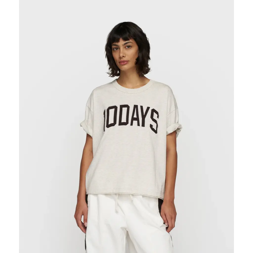 10 Days baseball t-shirt 10DAYS in soft white melee