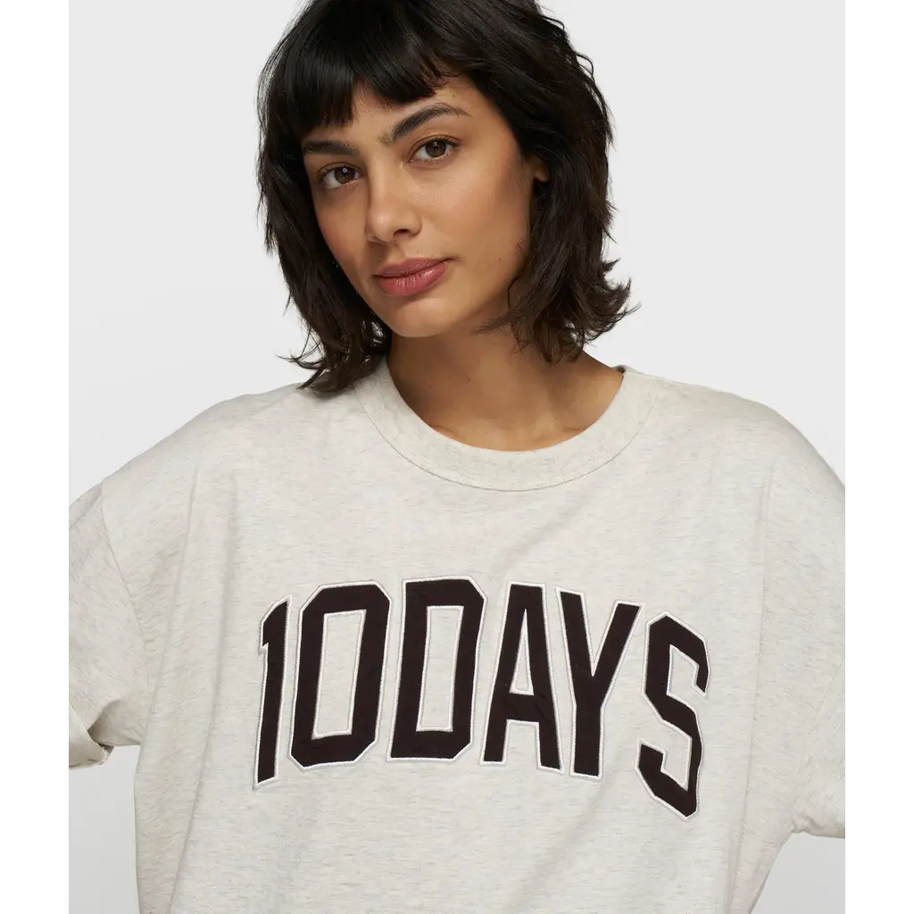 10 Days baseball t-shirt 10DAYS in soft white melee