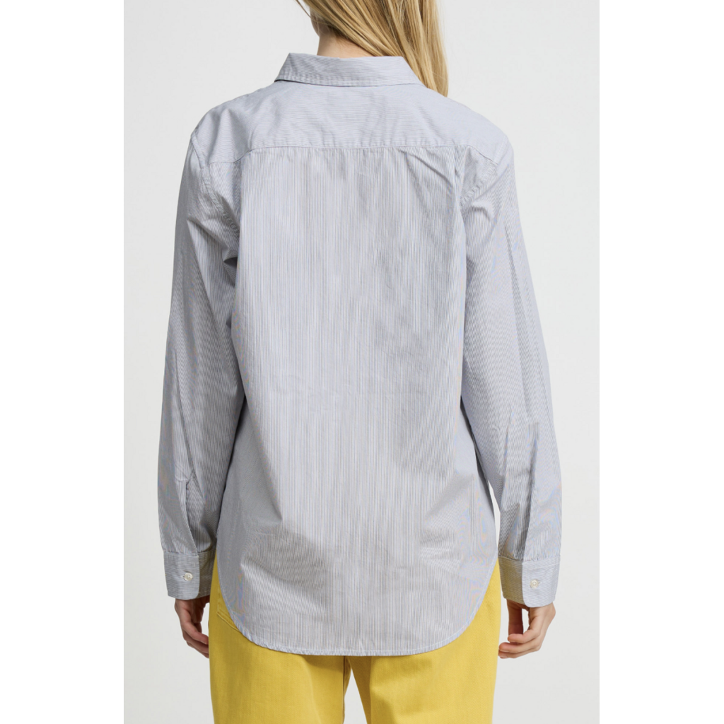 Denimist  Boyfriend blouse in ecru-white-navy pinstripe