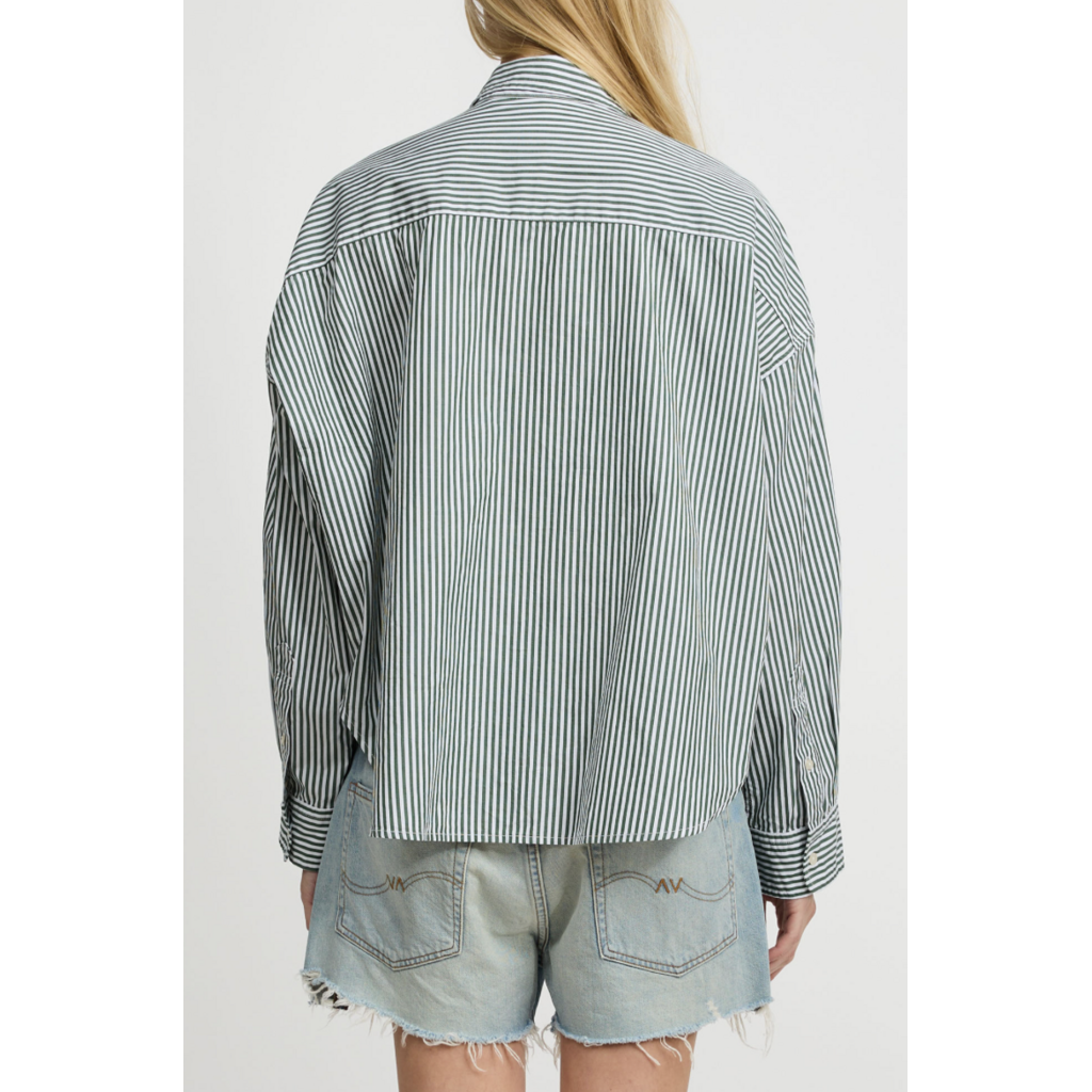 Denimist cropped blouse in green stripe