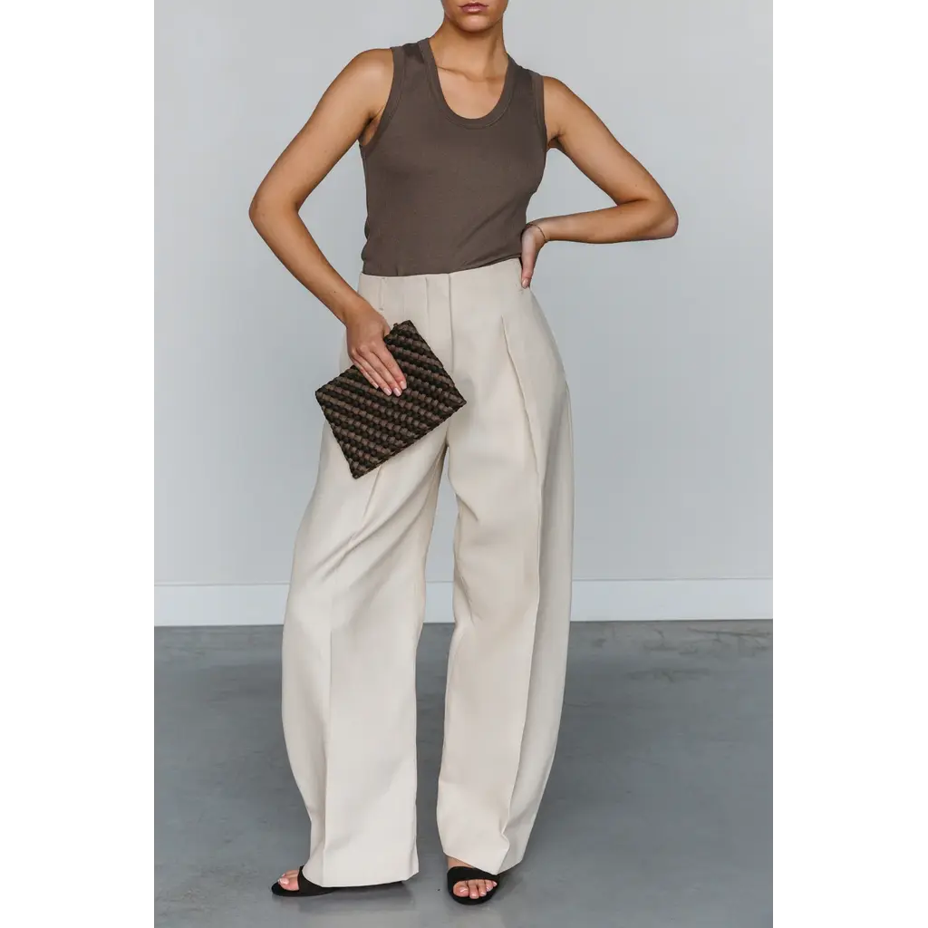 Marrea stripe clutch in espresso/coco