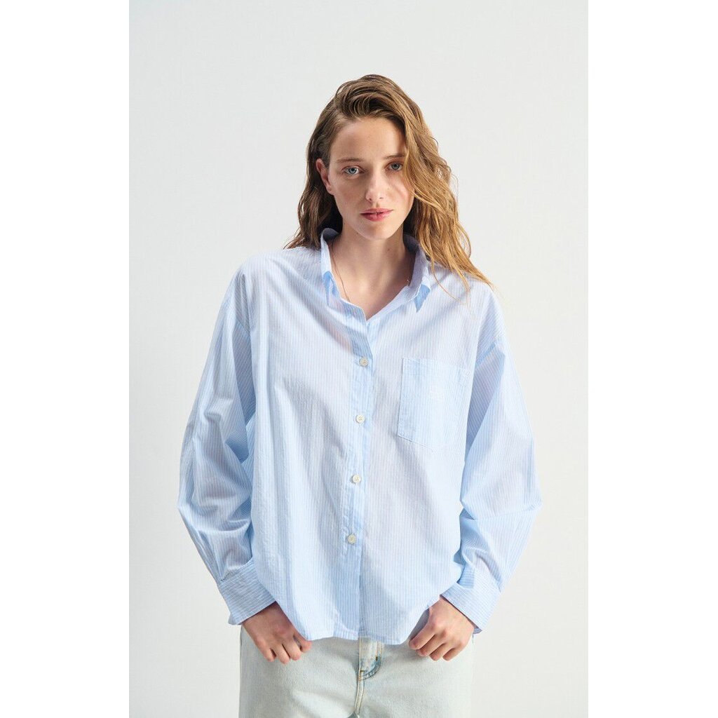 American Vintage blouse lange mouwen in rayures bleu