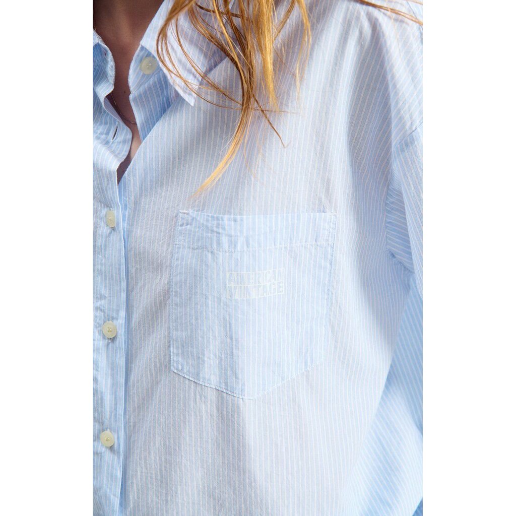 American Vintage blouse lange mouwen in rayures bleu