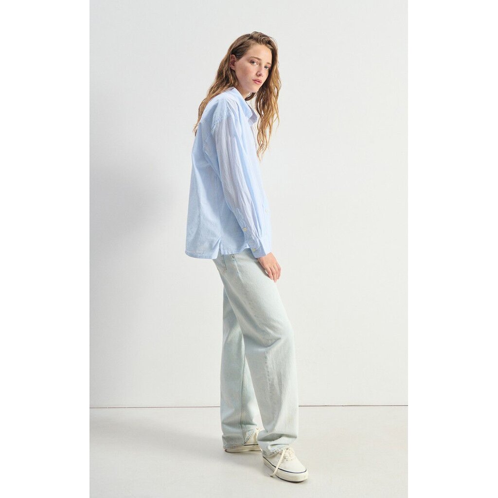 American Vintage blouse lange mouwen in rayures bleu